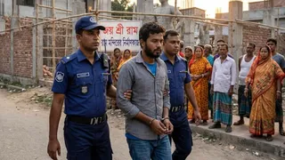 बांग्लादेश में हिंदू युवक गिरफ्तार। (यह तस्वीर एआई द्वारा बनाई गई है)