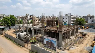 आधुनिक हॉस्टल का निर्माण शुरू। AI जेनरेटेड फोटो