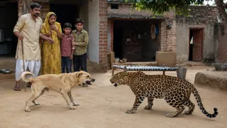 घर में घुसे गुलदार से भिड़कर पालतू कुत्ते ने बचा ली परिवार की जान (AI जेनरेटिड फोटो)