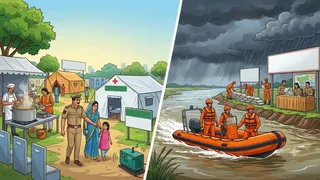 यमुना और हरनंदी नदी में बाढ़ की संभावनाओं पर प्रशासन की तैयारी तेज। फोटो: एआई जनरेटेड
