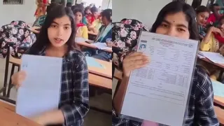 परीक्षा केंद्र के अंदर बनाए गए वीडियो में प्रवेश पत्र लहराती छात्रा। सौ. सोशल मीडिया