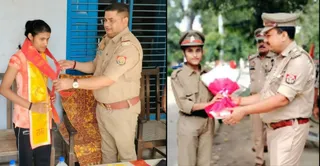 चयन की जानकारी मिलते ही शैलजा को सम्मानित करते नर्वल थाना प्रभारी व आठ माह पहले नर्वल थाने में एक दिन के लिए थानेदार बनने के दौरान बुके देते। जागरण