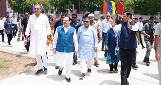 पेक में पीएम दौरे से पहले व्यवस्थाओं का जायजा लेने के लिए पहुंचे केंद्रीय स्वास्थ्य मंत्री जेपी नड्डा और प्रशासक गुलाबचंद कटारिया।