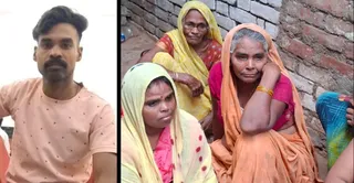 राजेन्द्र सविता की फाइल फोटो व रोते परिवार वाले। जागरण