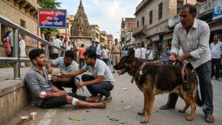 वाराणसी में पालतू कुत्ते ने युवक को काटा, मालिक पर हमला कराने का आरोप। (AI Image)