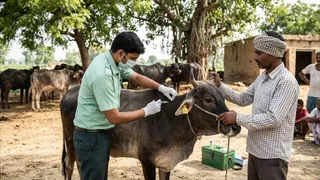 15 टीमें करेंगी 2.09 लाख मवेशियों का वैक्सीनेशन। AI जेनरेटेड फोटो
