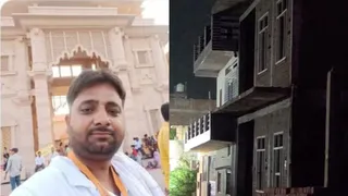 शहर के बनवीरपुर में निर्माणाधीन लवकुश मिश्र का मकान और लवकुश मिश्र