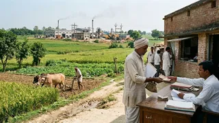खेत पर उद्योग लगाना हुआ आसान, मगर म्यूटेशन के लिए ढीली करनी होगी जेब (AI Generated Image)