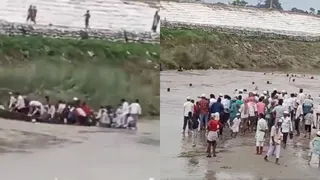बागमती नदी में पलटी नाव। (स्क्रीन ग्रैब)