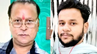 मृत पिता का फाइल फोटो और हत्यारोपित बेटा। जागरण