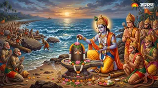 रामसेतु निर्माण से पहले प्रभु श्री राम ने की थी शिव पूजा (Picture Credit: AI Generated)