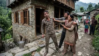 मंडी के जोगेंद्रनगर में पत्नी ने प्रेमी के साथ पति को पीटकर घर से निकाल दिया। (फोटो एआई से बनाया है)