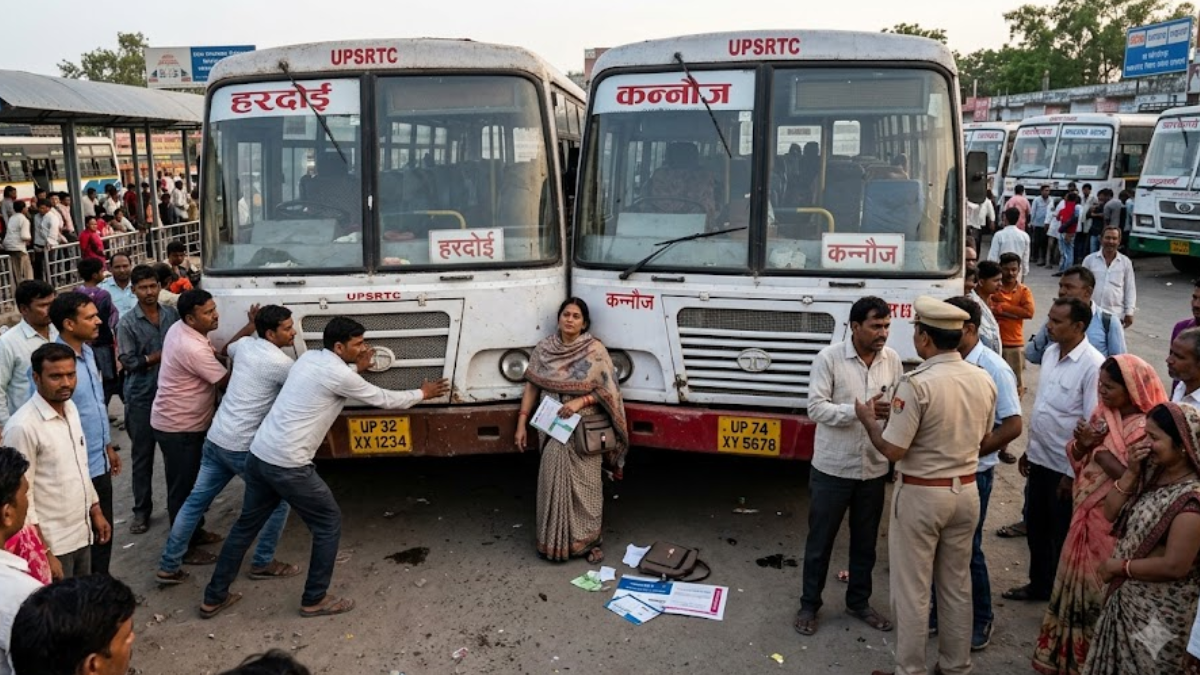 हरदोई रोडवेज बस अड्डे पर हादसा, दो बसों के बीच में फंसकर महिला की मौत
