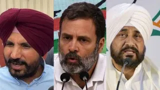 पीपीसीसी प्रधान अमरिंदर सिंह राजा वडिंग, राहुल गांधी और सांसद चरणजीत सिंह चन्नी।