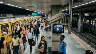 फरीदाबाद के मेट्रो स्टेशनों पर पुराने सीसीटीवी कैमरों के कारण यात्रियों की सुरक्षा खतरे में है। इमेज एआई