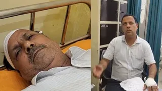 अस्पताल में हुई घटना की जानकारी देते हुए डॉक्टर व मरीज।