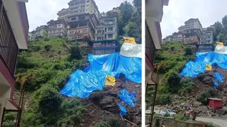 शिमला में भूस्खलन के कारण भवन खतरे में हैं। जागरण