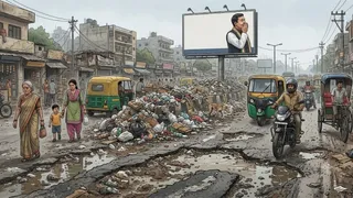 मयूर विहार फेज-तीन में जर्जर सड़कें, गड्ढे और कूड़े के ढेर स्थानीय निवासियों के लिए बड़ी समस्या बन गए हैं। इमेज एआई