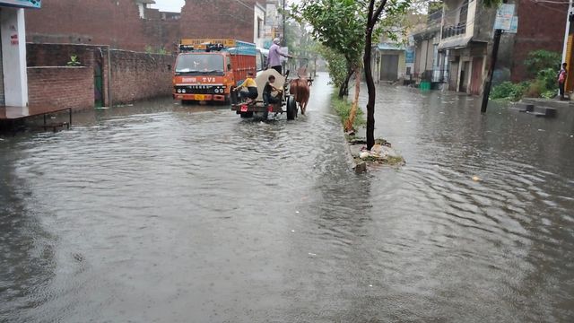 बिजनौर में भारी बारिश से सड़कें बनीं तालाब, जगह-जगह फाल्ट होने से बिजली सप्लाई भी बाधित