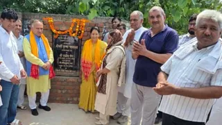 सोनीपत में मेयर ने किया शिलान्यास।