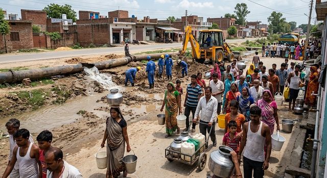 रायबरेली में पाइप लाइन क्षतिग्रस्त होने से 25 हजार लोगों की जल सप्लाई ठप; पानी के लिए दूसरे मोहल्लों में जा रहे लोग
