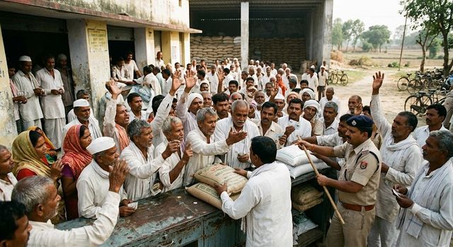 सुलतानपुर में यूरिया आते ही समिति पर उमड़े किसान, लोगों ने लगाया महंगे दाम पर खाद बेचने का आरोप