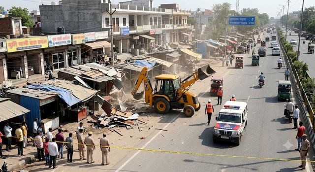 लखनऊ में अवैध मीट-मछली की दुकानों पर चला नगर निगम का बुलडोजर, तेलीबाग से वृंदावन योजना जाने वाली रोड पर कार्रवाई
