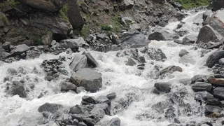 चमोली में घूसा नाला उफान पर आने से फूलों की घाटी के लिए पर्यटकों की आवाजाही रोक दी गई है। नाले के उफान से एक पुलिया भी टूट गई है। फोटो-साभार- वन विभाग