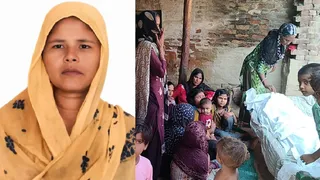 नईमा का फाइल फोटो, शव के पास बैठीं महिलाएं। सौ. ग्रामीण