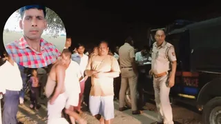 रात्रि में घटना स्थल पर मौजूद पुलिस। स्रोत ग्रामीण, मृतक उमाशंकर का फाइल फोटो