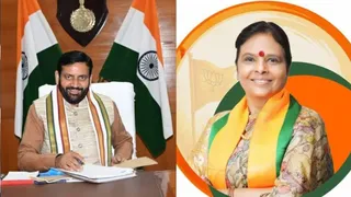 हरियाणा के सीएम नायब सैनी और अर्चना गुप्ता। फाइल फोटो