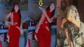 पिस्टल के साथ डांस करते वायरल वीडियो से ली गई तस्वीर और पुलिस कस्टडी में ली गई महिला (दाएं)।