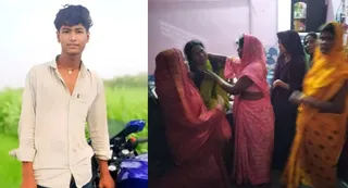 बाएं से मृतक आदर्श चौहान की फाइल फोटो व रोते बिलखते परिजन। जागरण