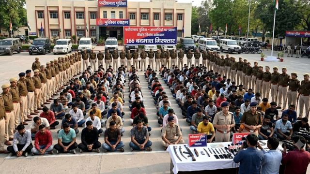 फरीदाबाद पुलिस की अपराधियों पर बड़ी कार्रवाई, वीकेंड अभियान में गिरफ्तार किए गए 166 बदमाश
