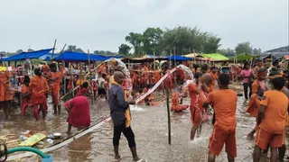 बारिश न होने से सूखी गोड़ियारी नदी