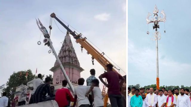 अयोध्या के विघ्नेश्वर धाम में देश का सबसे बड़ा महा त्रिशूल स्थापित, 60 फीट ऊंचाई; 365 पुजारियों ने किया पूजन
