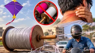 बम से भी खतकनाक चाइनीज मांझा। (यह तस्वीर एआई द्वारा बनाई गई है)