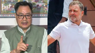 किरेन रिजिजू और राहुल गांधी। (फाइल फोटो।)