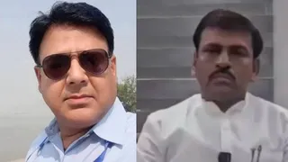 डेहरी के ईओ विमल कुमार और विधायक सोनू सिंह। फाइल फोटो