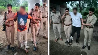 मुठभेड़ के बाद पुलिस गिरफ्त में आरोपित।
