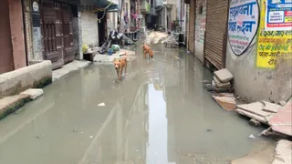 नाला हुआ ओवरफ्लो।