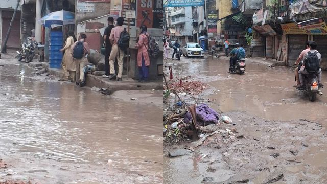 चार महीने पहले सीवर लाइन के लिए खोदी सड़क आज तक नहीं बनी, संगम विहार में जलभराव और गड्ढों से राहगीर परेशान

