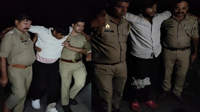 बिना नंबर की कार में सवार बदमाशों ने पुलिस पर की फायरिंग, जवाबी कार्रवाई में हत्याकांड में फरार दो भाई गोली लगने से घायल