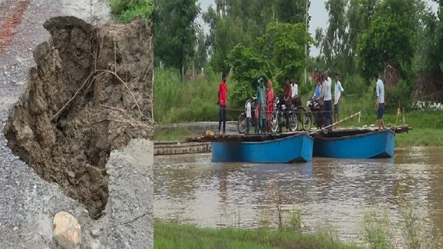 बिजनौर में उफान पर नदियां, दो नावों को जोड़कर पार कराया जा रहा मालन का रपटा; तेज बरसात से तटबंध दो स्थान पर धंसा