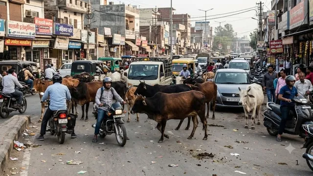 फरीदाबाद में आवारा पशुओं का आतंक जारी, राजस्व में अव्वल शहर की सड़कों पर खतरा
