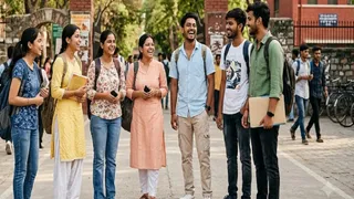 मेरठ कॉलेज कैंपस में खिलखिला रही युवा सोच (AI जेनरेटिड फोटो)