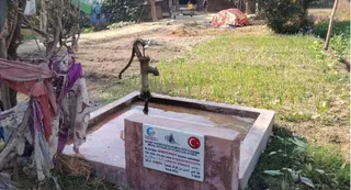 रुपंदेही जिले की रोहिणी गांव पालिका में तुर्किए की संस्था द्वारा लगाया गया हैंडपंप l जागरण