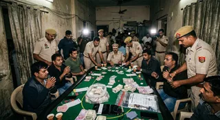 मुकुंदपुर में पुलिस ने जुए के एक बड़े अड्डे का भंडाफोड़ करते हुए 22 लोगों को गिरफ्तार किया। (AI Generated Image)