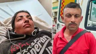 घायल सुष्मिता और कर्म सिंह। जागरण
