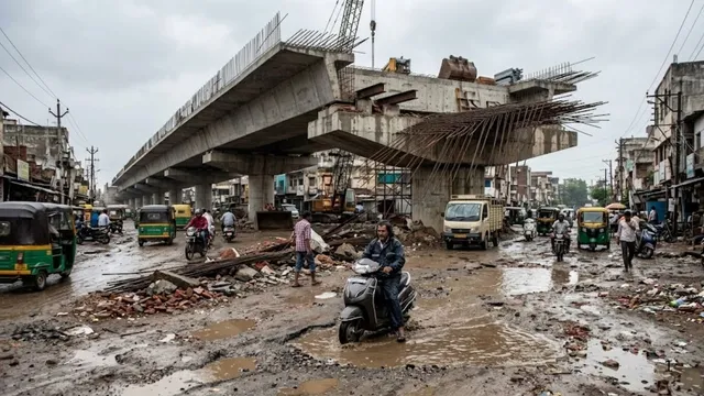 मोहना एलिवेटेड मार्ग कब होगा तैयार? दो साल से धीमा निर्माण, बारिश में गड्ढे और सरिया बने जानलेवा